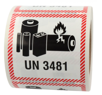 Gefahrgutaufkleber - Lithium-Ionen-Batterien in Verbindung mit Geräten (UN 3481)