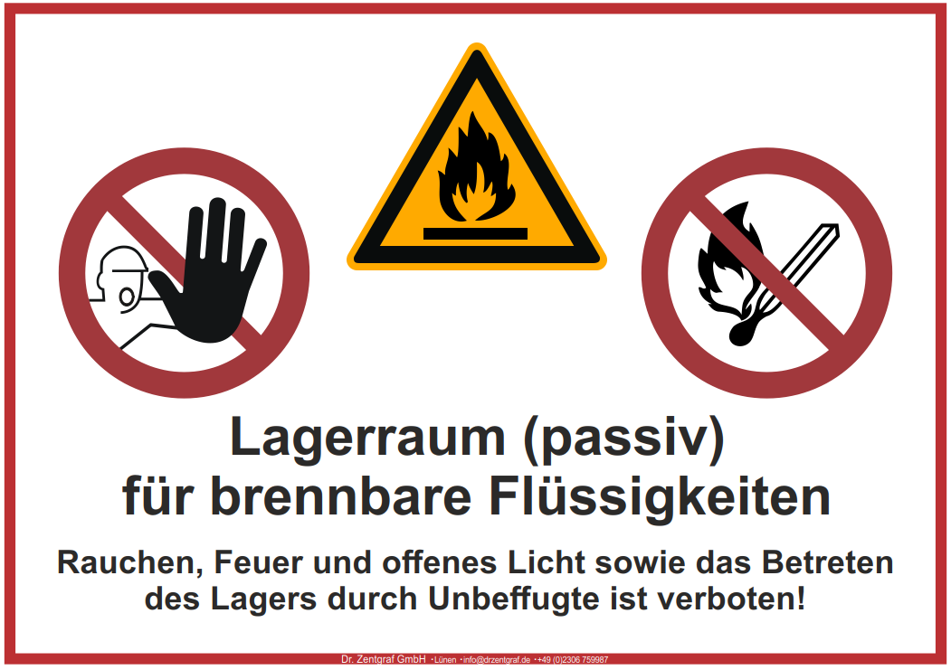 Kombischild Lagerraum für brennbare Flüssigkeiten - Beschilderung Zentgraf