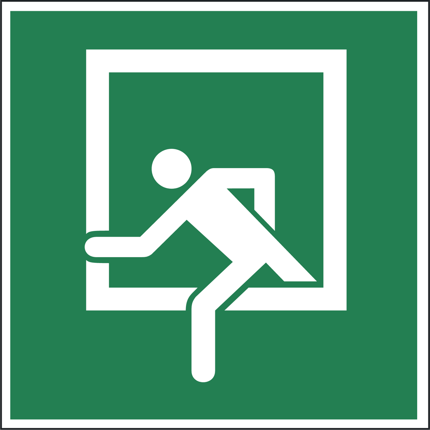 Notausstieg, nachleuchtend, 200 x 200mm, ASR A1.3/ ISO 7010, D-E0019 - Beschilderung Zentgraf