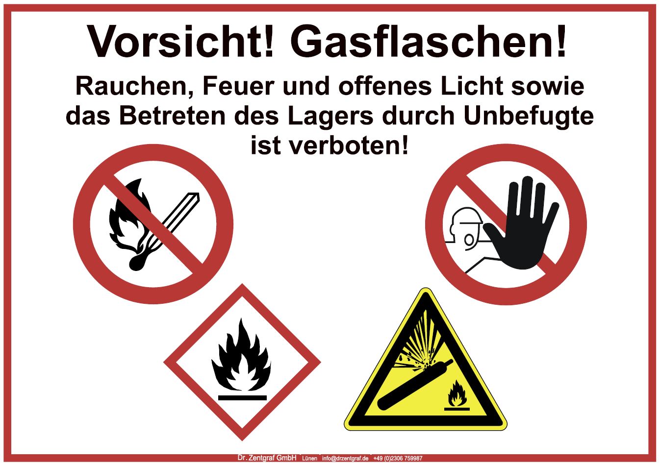 Kombischild Lager für Druckgasbehälter - Beschilderung Zentgraf