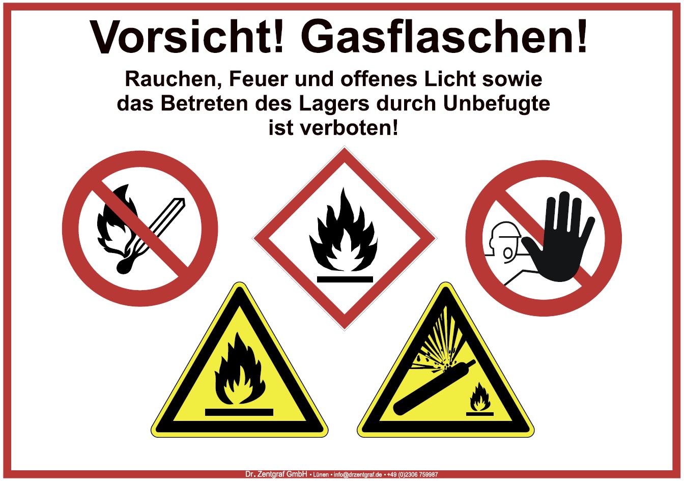 Kombischild Lager für Druckgasbehälter - Beschilderung Zentgraf