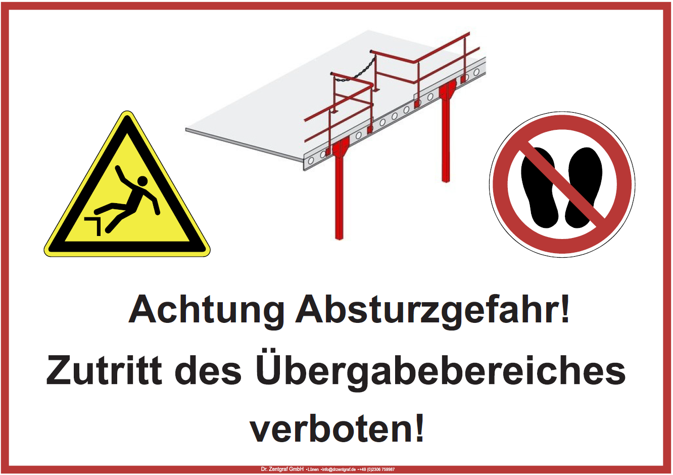 Absturzsicherung Lagerbühne - Beschilderung Zentgraf