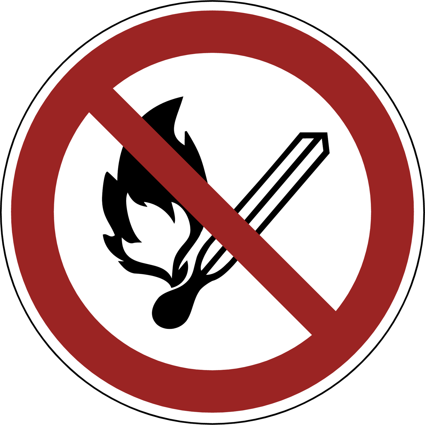 Offene Flamme, Feuer und Zündquelle verboten; Ø 200 mm, ASR A1.3/ ISO 7010, P003 - Beschilderung Zentgraf