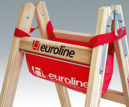 euroline Holz-Comfort-Stufenstehleiter Nr. 10577 – robust, ergonomisch und sicher für den Innenbereich - Beschilderung Zentgraf