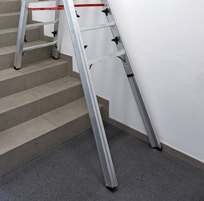 euroline Alu-Stufentreppenstehleiter Nr. 30578 – sicher auf Treppen, flexibel auf jedem Untergrund - Beschilderung Zentgraf